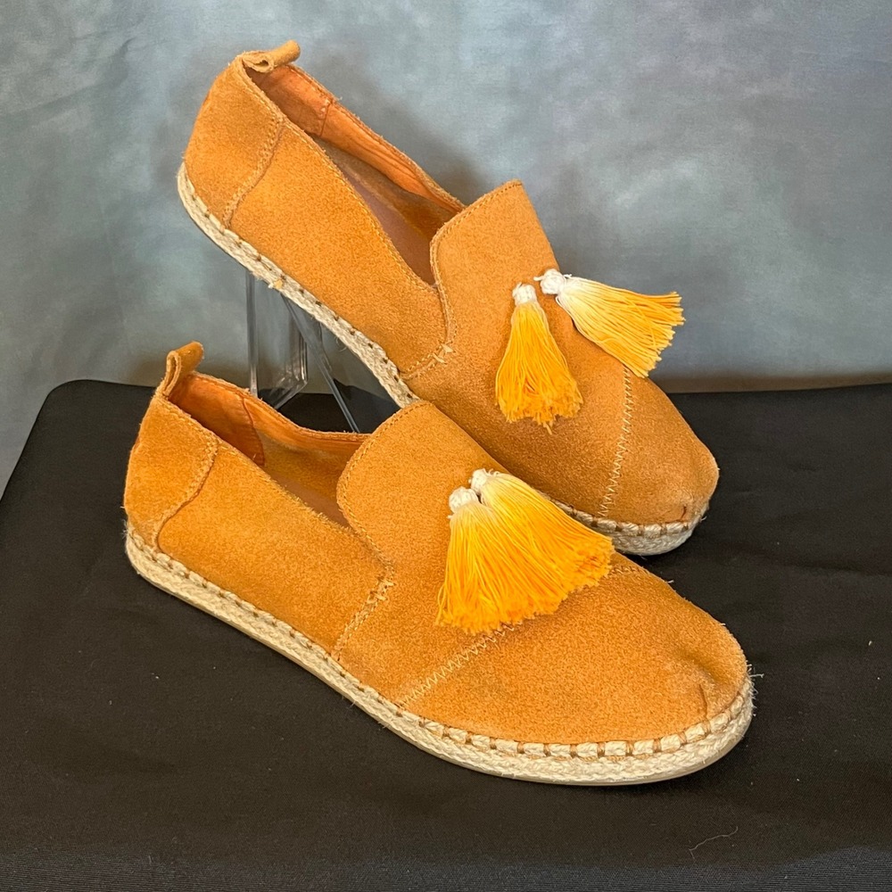 TOMS Deconstructed Alpargata Rope Suede Espadrille with Tassels Orange Size 8.5‎